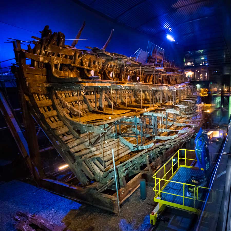 A picture of the Mary Rose in the Weston Ship Hall